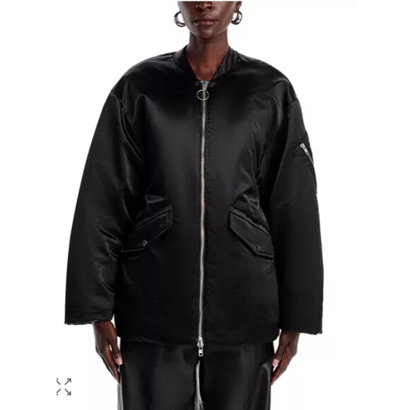 Stand Studio Icon Prim Black Satin Bomber Jacket Size EU 36 / US 6 Jacket Coat - Picture 1 of 11